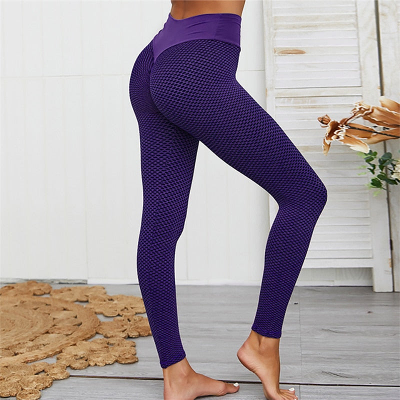 CHRLEISURE Grid Tights Yoga Pants Women Seamless High Waist Leggings Breathable Gym Fitness Push Up Clothing Girl Yoga Pant alfamoba