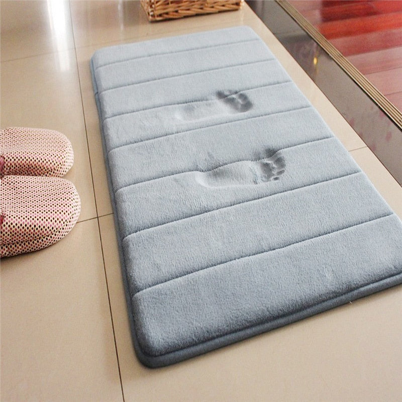 Home Bath Mat Coral Fleece Bathroom Carpet Water Absorption Non-slip Memory Foam Absorbent Washable Rug Toilet Floor Mat alfamoba