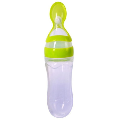 Squeezing Feeding Bottle Silicone Newborn Baby Training Rice Spoon Infant Cereal Food Supplement Feeder Safe Tableware Tools alfamoba