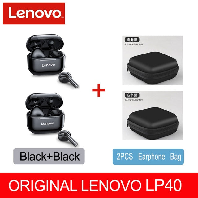 NEW Original Lenovo TWS Wireless Earphone Bluetooth 5.0 Dual Stereo MINI Reduction Bass Touch Control Long Standby 300mAH LP40 alfamoba