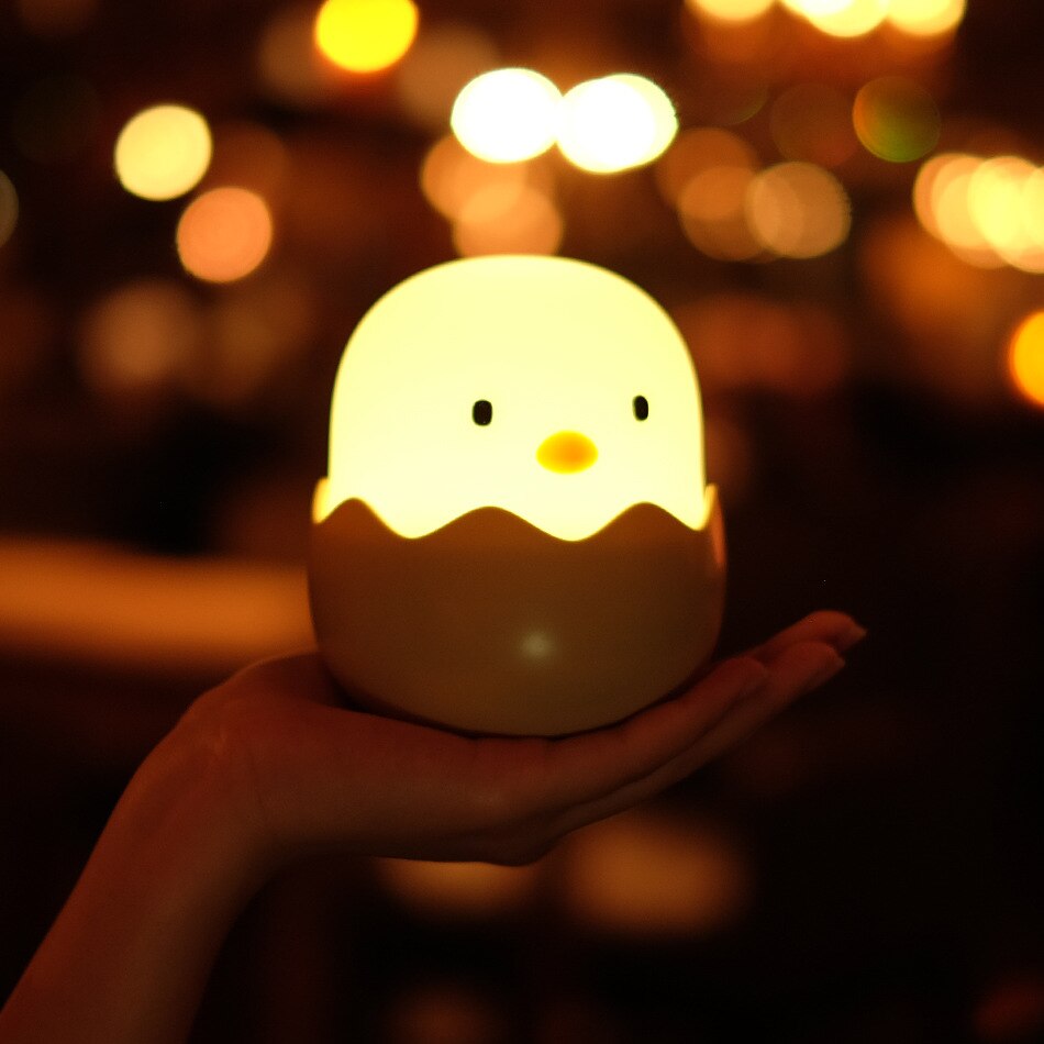 LED Cute Night Light Soft Silicone USB Charging Children Bedside Chick Touch Night Lamp For Kids Bedroom Animal Decor Gift alfamoba