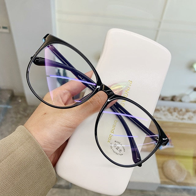 Transparent Computer Glasses Frame Women Men Anti Blue Light Round Eyewear Blocking Glasses Optical Spectacle Eyeglass alfamoba