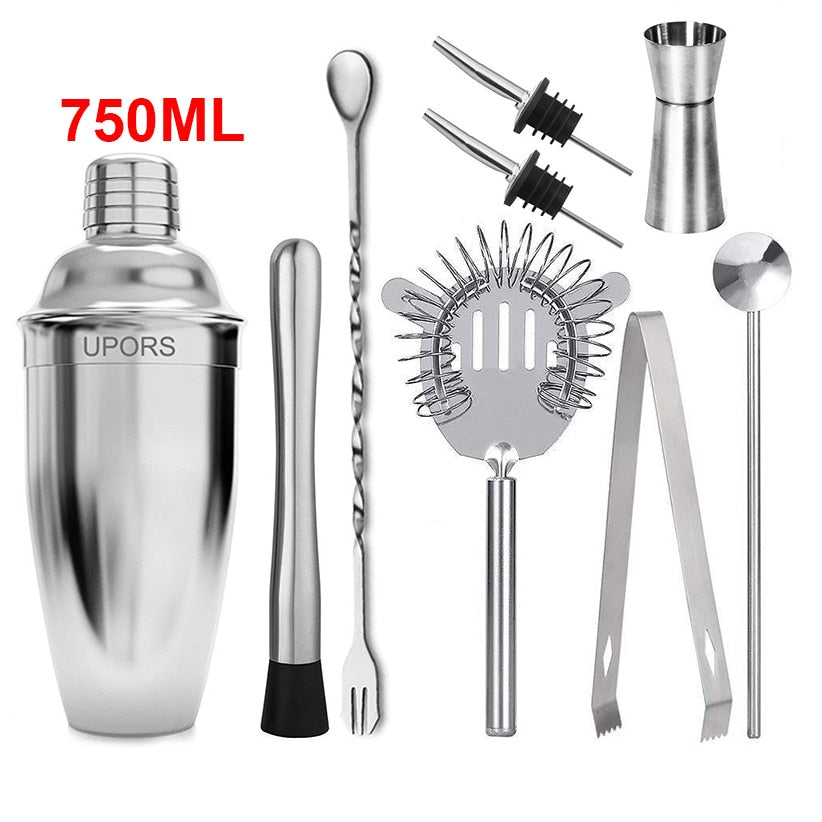 UPORS Stainless Steel Cocktail Shaker Mixer Wine Martini Boston Shaker For Bartender Drink Party Bar Tools 550ML/750ML alfamoba