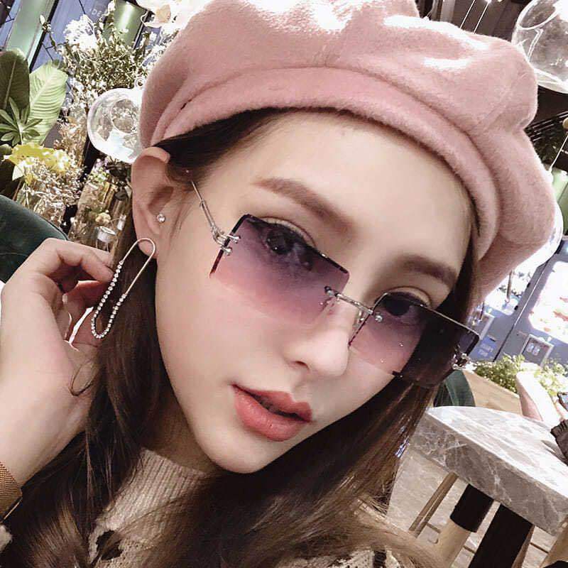 Vintage Fashion 2021 New Sunglasses Rimless Frameless Rectangle Shades Gradient UV400 Summer Traveling Sun Glasses for Women alfredo.barrella7