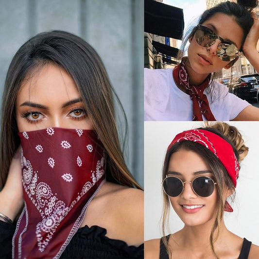 New Bohemian Print Bandana Hair Bands for Women Girls Square Scarf Turban Multifunctional Headband Hair Accessories Headwear alfamoba