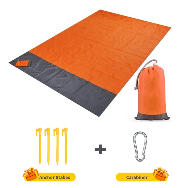 2x2.1m Waterproof Pocket Beach Blanket Folding Camping Mat Mattress Portable Lightweight Mat Outdoor Picnic Mat Sand Beach Mat alfamoba