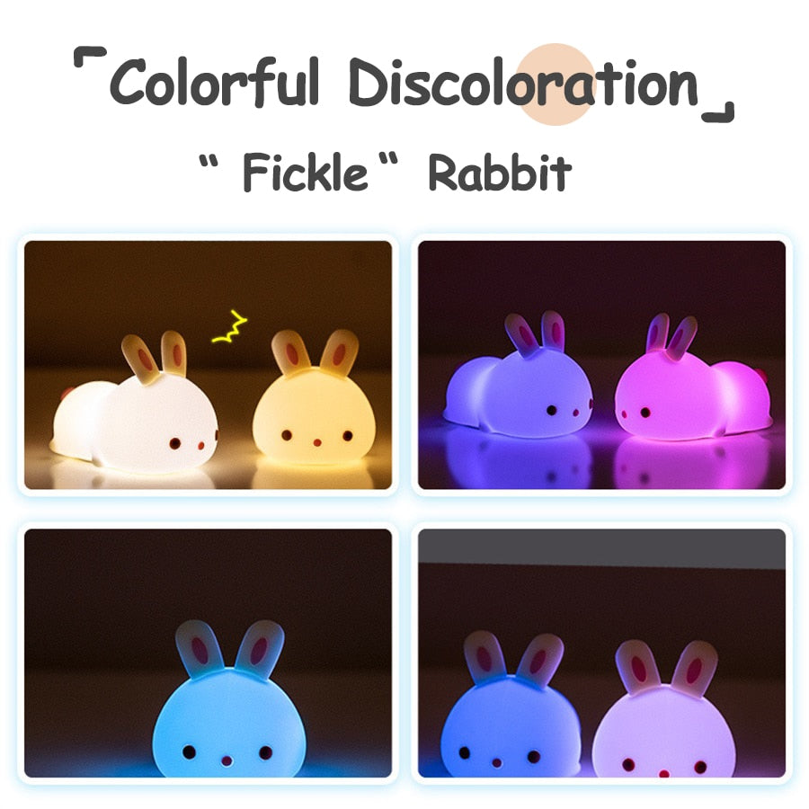 Colorful Silicone LED Night Light Cute Animal Soft Cartoon USB Rechargeable Lamps For kids Children Bedroom Baby Christmas Gift alfamoba