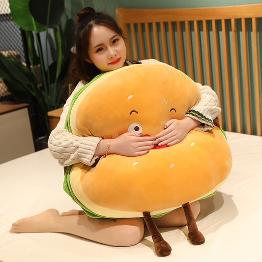 New Creative Plush Soft Hamburger Macaron Pillow Soft Baby Sleeping Toys Sofa Cushion Hand Warmer Bag Pendant For Kids Gifts alfamoba