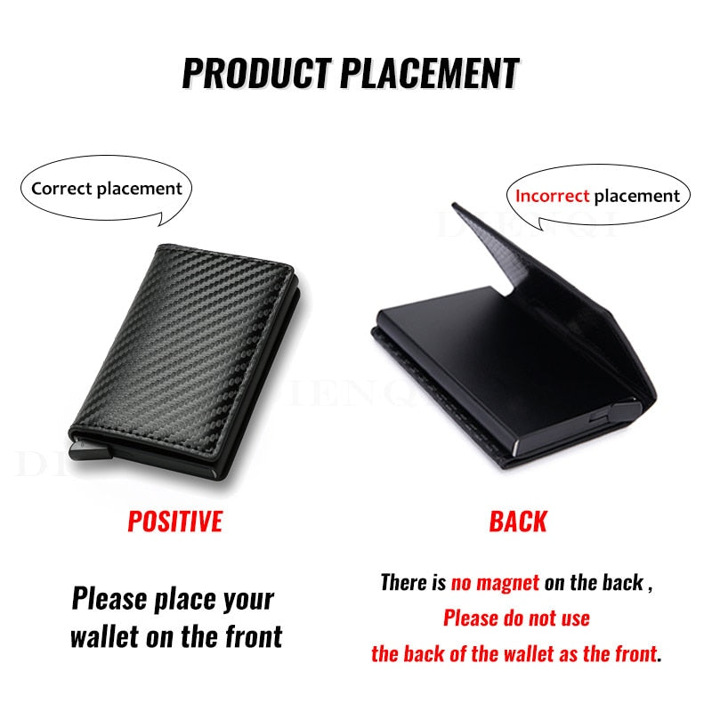 DIENQI Carbon Fiber Card Holder Wallets Men Brand Rfid Black Magic Trifold Leather Slim Mini Wallet Small Money Bag Male Purses alfamoba