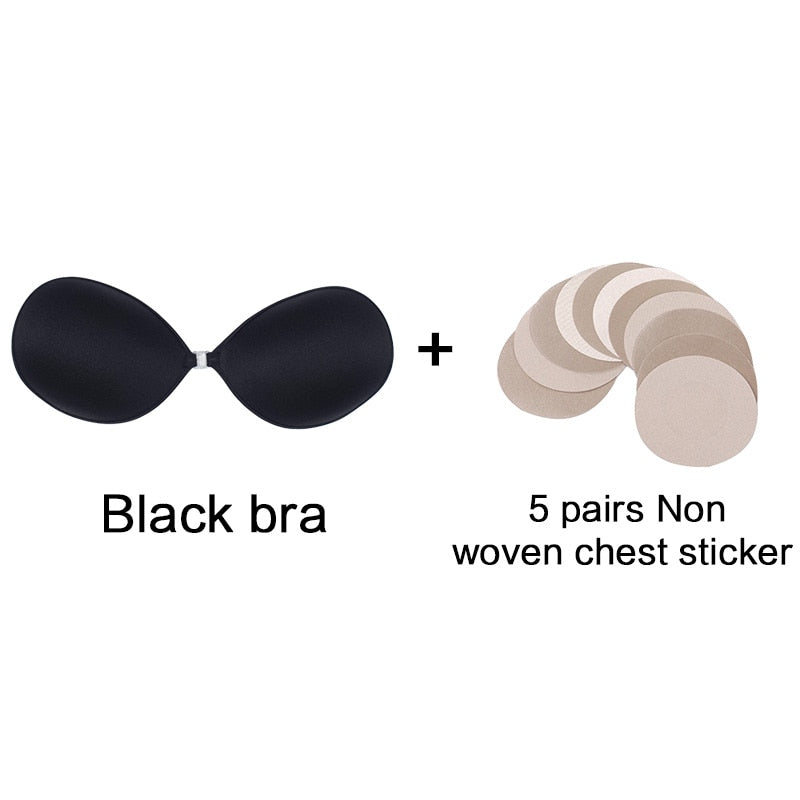 Sexy Sujetador Women's bra Invisible Push Up Bra Self-Adhesive Silicone Seamless Front Closure Sticky Backless Strapless Bra alfamoba