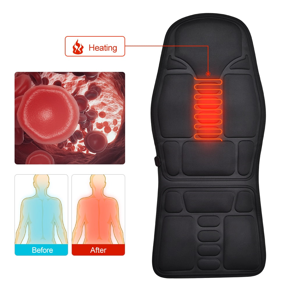 Electric Vibrating Car Massage Massage Chair Mat Portable Massager Cushion Home Infrared Heating Back Vibrator Massage Pads alfamoba