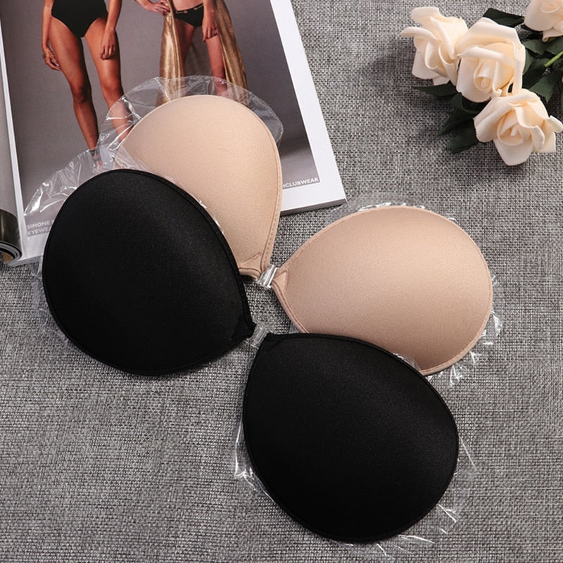 Sexy Sujetador Women's bra Invisible Push Up Bra Self-Adhesive Silicone Seamless Front Closure Sticky Backless Strapless Bra alfamoba