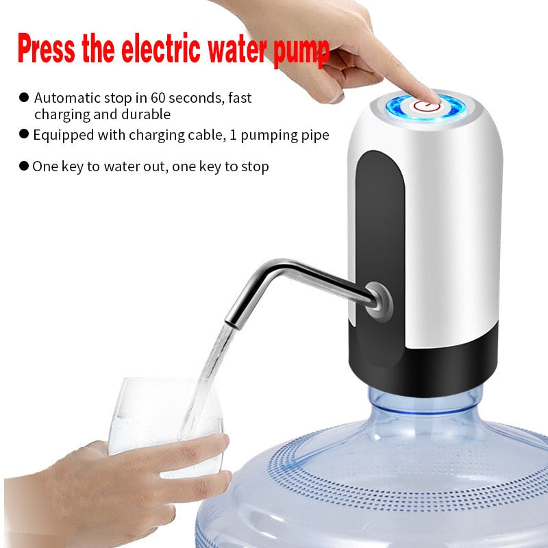 Bottle Pump USB Charging Automatic Electric Water Dispenser Pump One Click Auto Switch Drinking Dispenser alfamoba