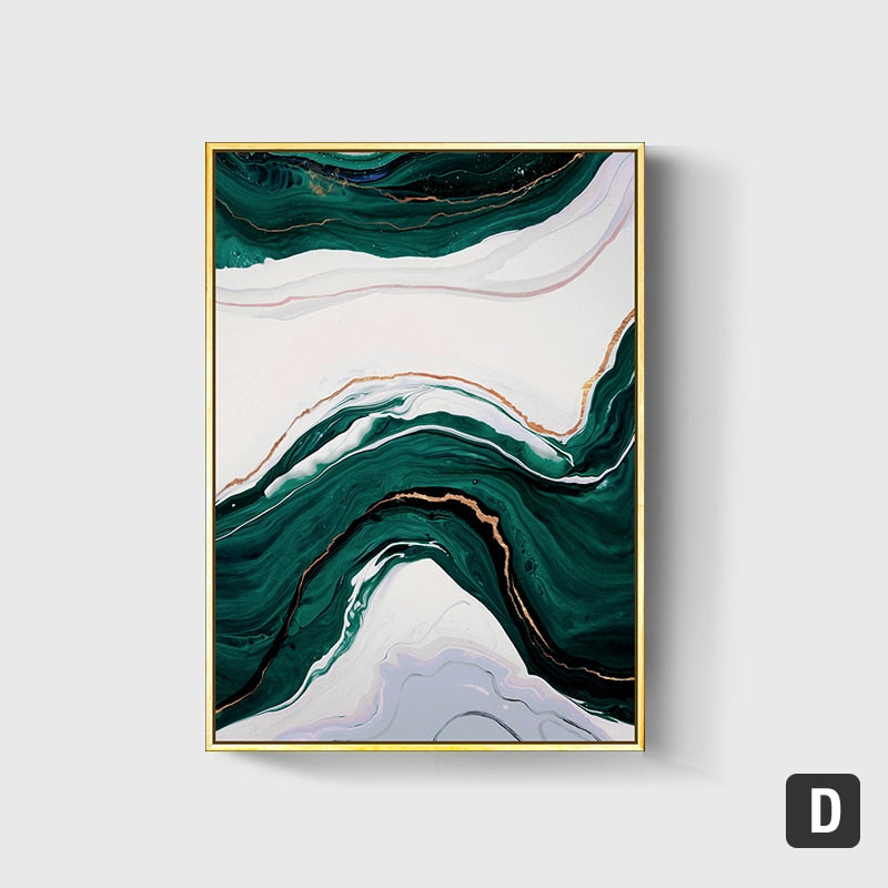 Modern Abstract Gold foil lines Green Canvas Art Paintings For Living Room Bedroom Posters And Prints Wall Poster Home Decor alfamoba