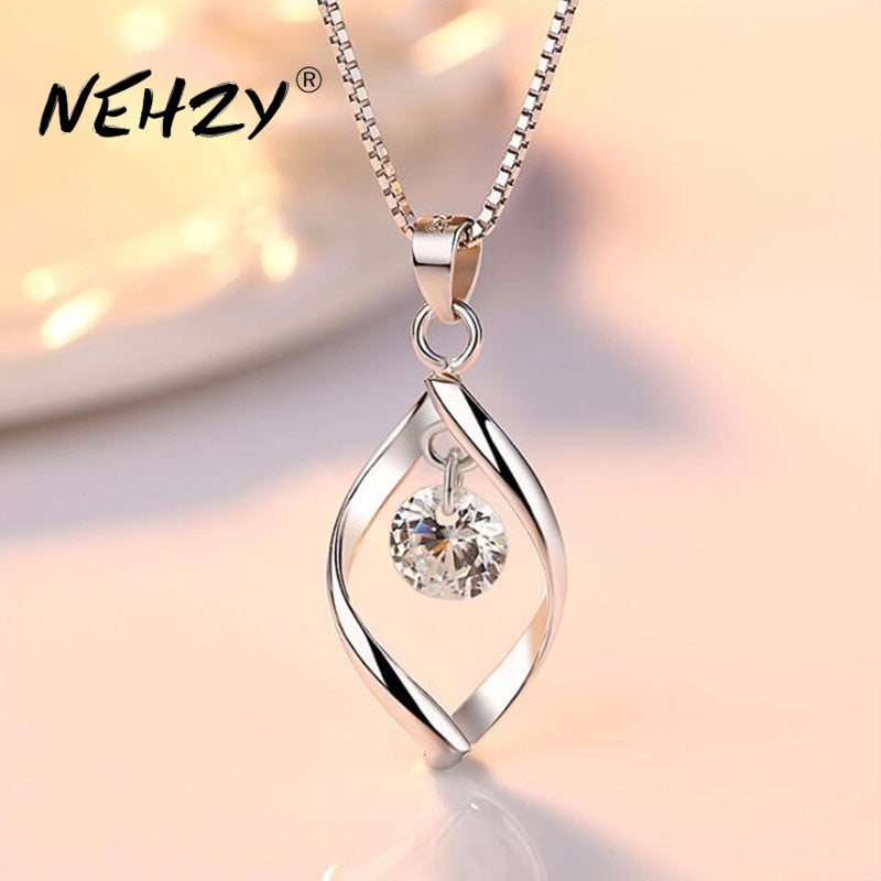 NEHZY 925 sterling silver women's fashion new jewelry high quality crystal zircon retro simple pendant necklace long 45CM alfamoba