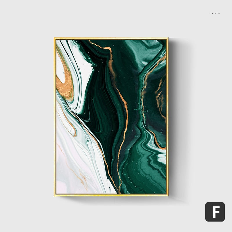 Modern Abstract Gold foil lines Green Canvas Art Paintings For Living Room Bedroom Posters And Prints Wall Poster Home Decor alfamoba