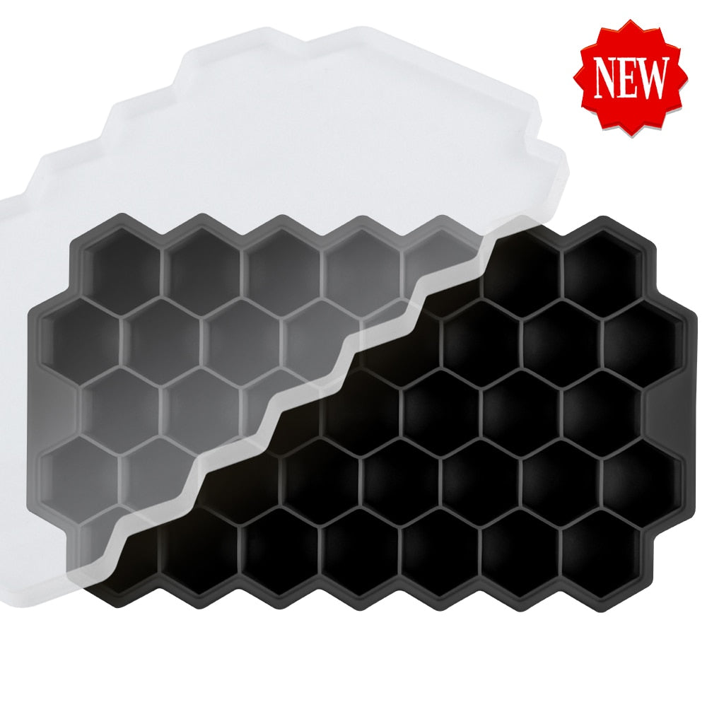 SILIKOLOVE Honeycomb Ice Cube Trays with Removable Lids Silica Gel Ice Cube Mold BPA Free alfamoba