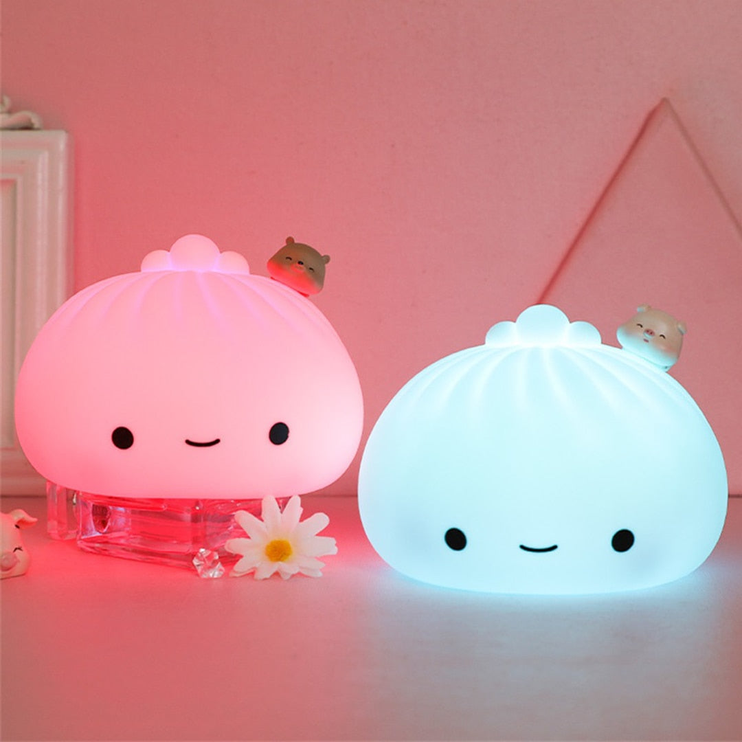 Colorful Silicone LED Night Light Cute Animal Soft Cartoon USB Rechargeable Lamps For kids Children Bedroom Baby Christmas Gift alfamoba