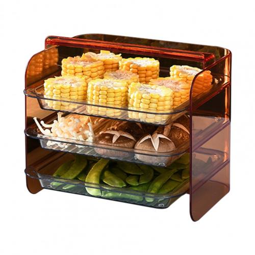 Kitchen Preparation Plate Non-perforated 3 Layers Stackable Plastic Dishes Tray Food Preparation Rack Holder Kitchen Supplies alfamoba