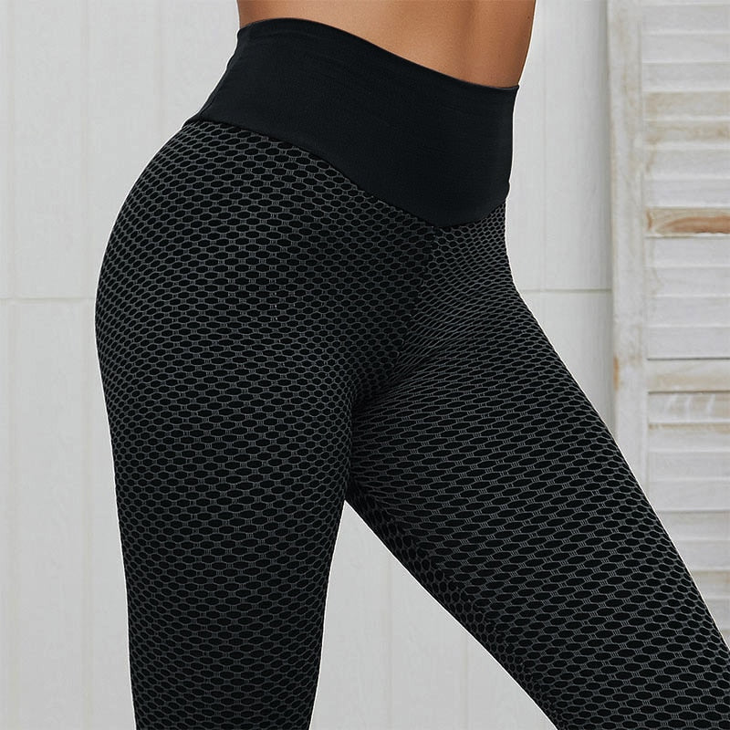 CHRLEISURE Grid Tights Yoga Pants Women Seamless High Waist Leggings Breathable Gym Fitness Push Up Clothing Girl Yoga Pant alfamoba