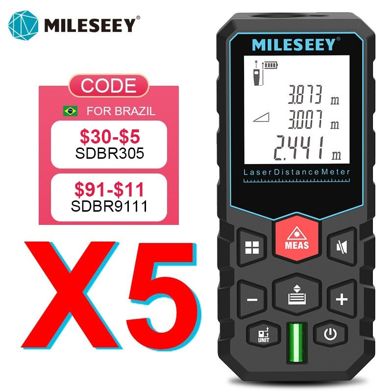 Mileseey laser distance meter electronic roulette laser digital tape rangefinder trena metro laser range finder  measuring tape alfamoba