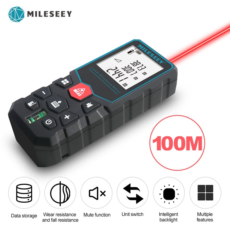 Mileseey laser distance meter electronic roulette laser digital tape rangefinder trena metro laser range finder  measuring tape alfamoba