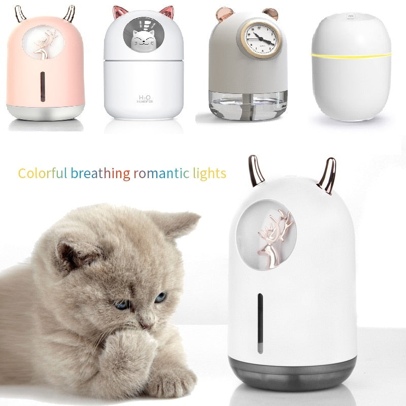 New Humidifier Cute Pet Mini Household Small Moisturizing Aromatherapy Car Creativity Air Bear USB Humidifier LED Mist Maker alfamoba