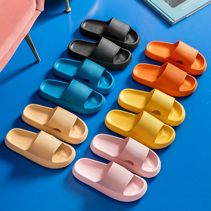 Women Thick Platform Slippers Summer Beach Eva Soft Sole Slide Sandals Leisure Men Ladies Indoor Bathroom Anti-slip Shoes alfamoba