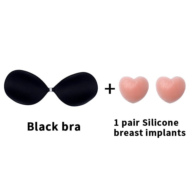 Sexy Sujetador Women's bra Invisible Push Up Bra Self-Adhesive Silicone Seamless Front Closure Sticky Backless Strapless Bra alfamoba