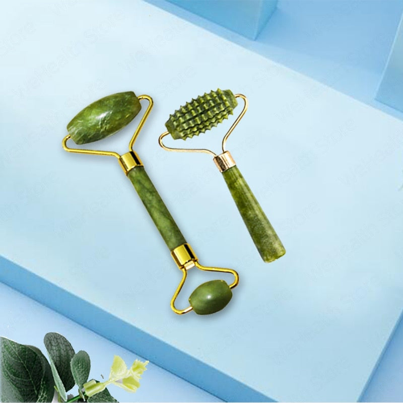 Natural Face Massager Gua Sha Jade Roller Face Massage Tool Set Face For Massager Guasha Facial Neck Skin Beauty Care Set alfamoba