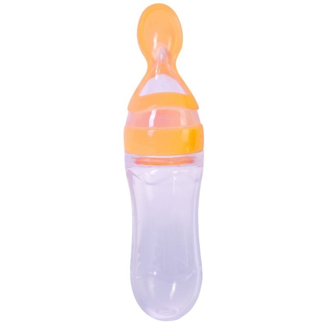 Squeezing Feeding Bottle Silicone Newborn Baby Training Rice Spoon Infant Cereal Food Supplement Feeder Safe Tableware Tools alfamoba