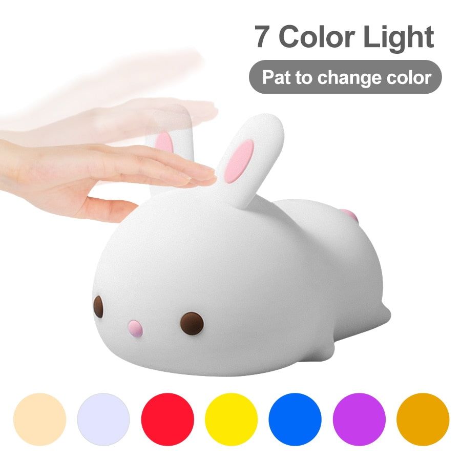 Colorful Silicone LED Night Light Cute Animal Soft Cartoon USB Rechargeable Lamps For kids Children Bedroom Baby Christmas Gift alfamoba