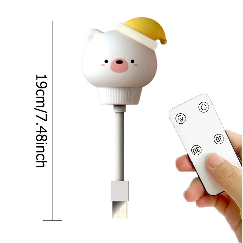 LED Chlidren USB Night Light Cute Cartoon Night Lamp Bear Remote Control for Baby Kid Bedroom Decor Bedside Lamp Christmas Gift alfamoba