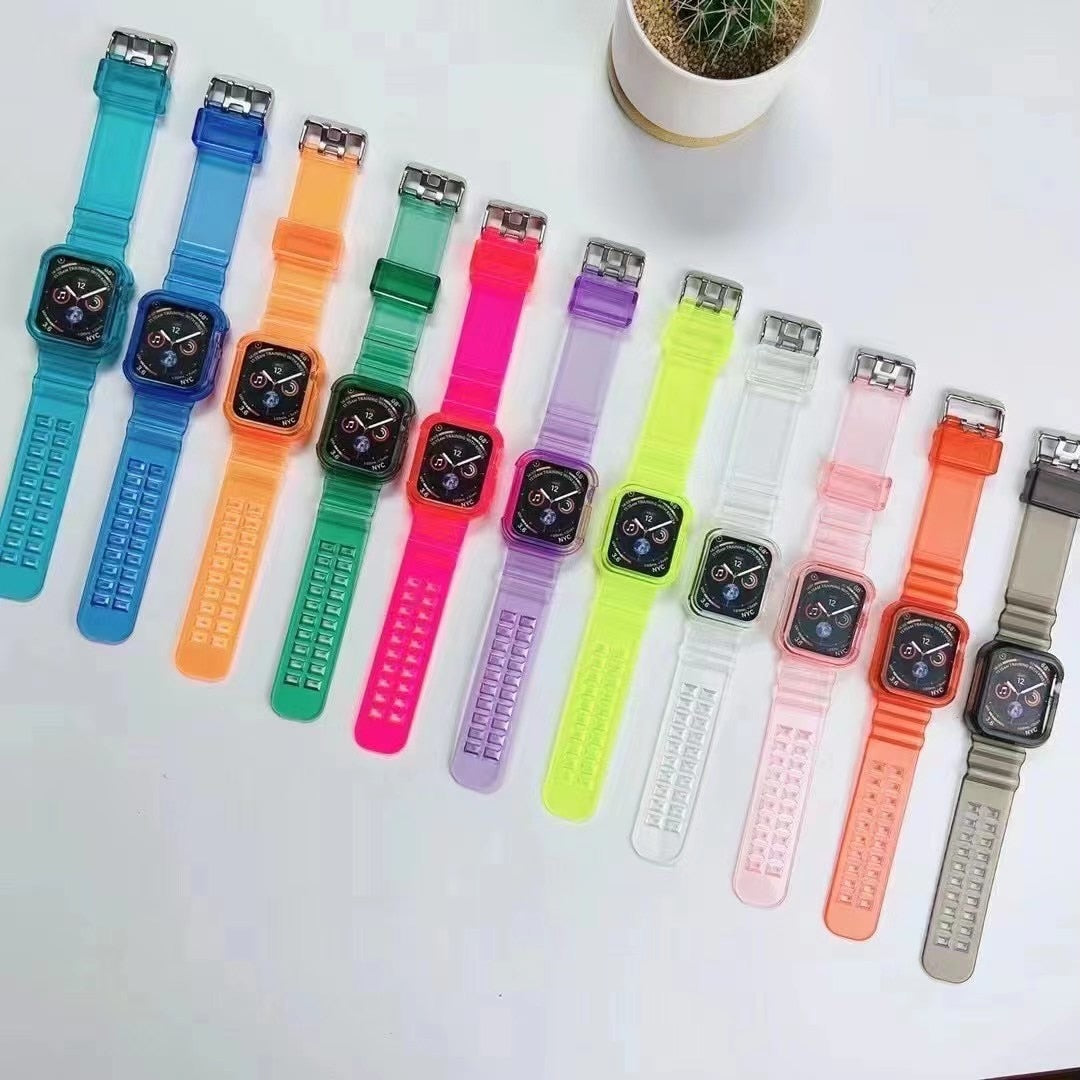 Newest Sport Strap for Apple Watch Band  Series 6 1 2 3 4 5 silicone Transparent  for Iwatch 5 4 Strap 38mm 40mm 42mm 44mm wirst alfamoba