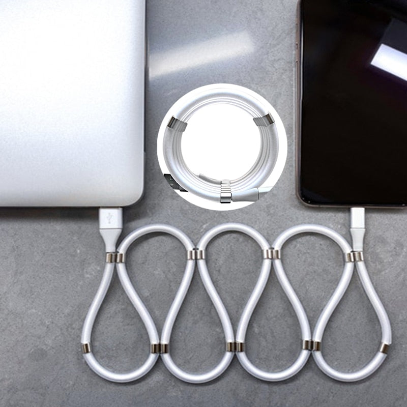 Magnetic Self Winding Cable Magnet Absorption Magic Rope Fast Charging Data Mobile Phone Cables Auto Storage For Samsung Huawei alfamoba