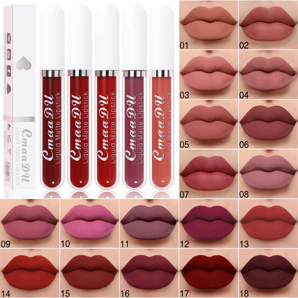 18 Colors Lips Makeup Lipstick Lip Gloss Long Lasting Moisture Cosmetic Lipstick Sexy Red Lip Matte Lipstick Waterproof alfamoba