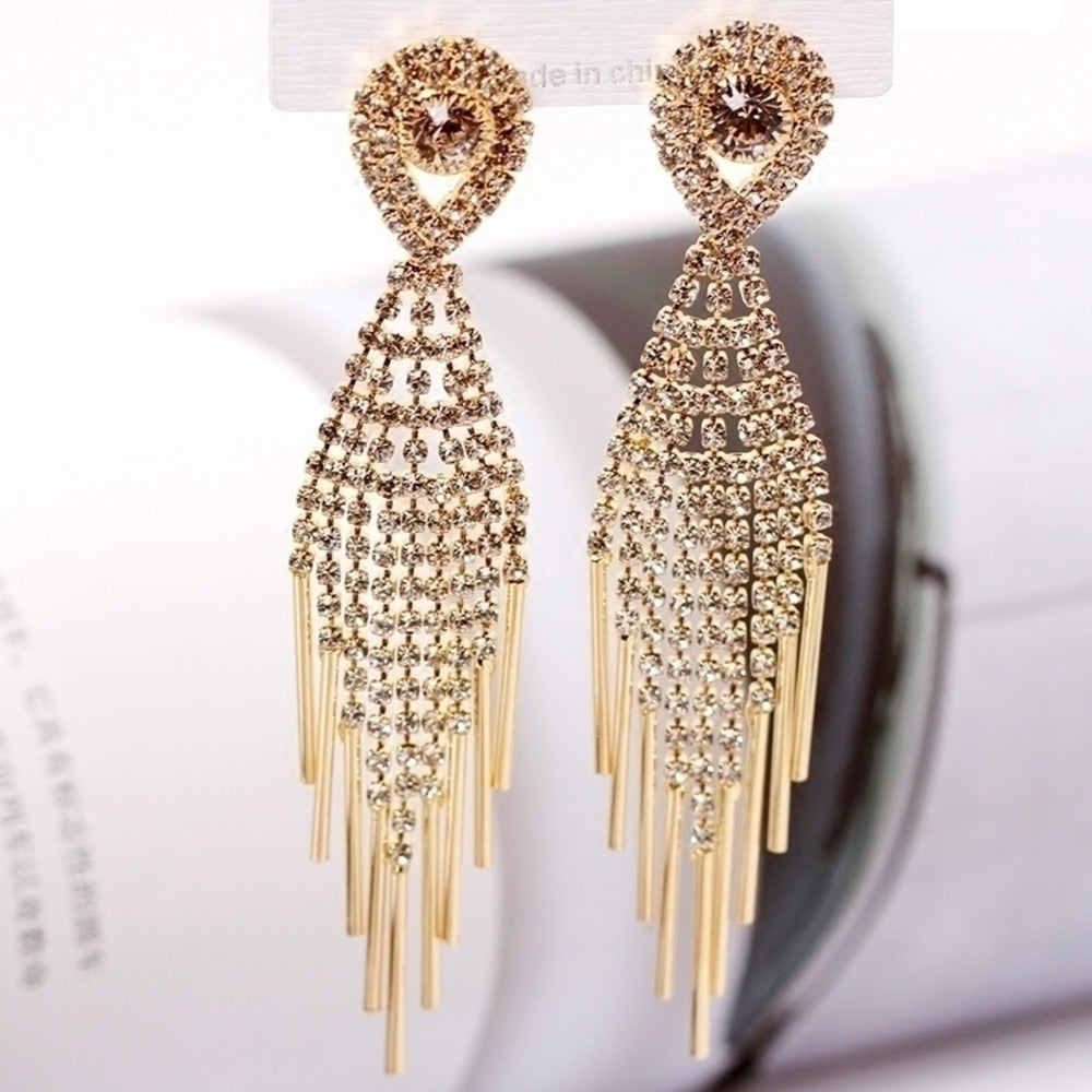 New personality fashion design zircon earrings for women light luxury web celebrity temperament tassels pearl earrings for women alfamoba