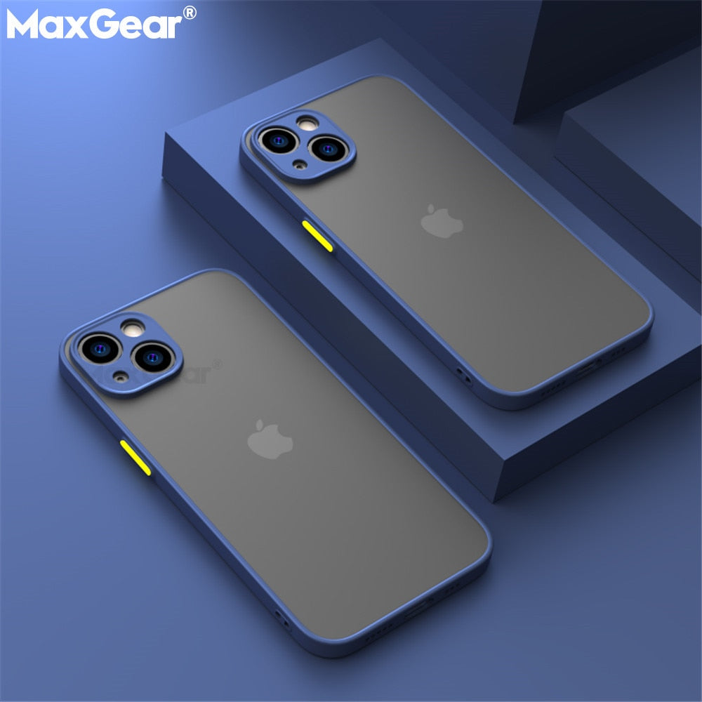 Shockproof Bumper Armor Matte Clear Case For iPhone 13 12 11 Pro Max XR X S 7 8 Plus SE Mini Luxury Soft Silicon Hard Back Cover alfamoba