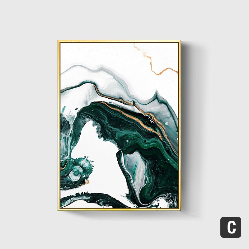 Modern Abstract Gold foil lines Green Canvas Art Paintings For Living Room Bedroom Posters And Prints Wall Poster Home Decor alfamoba