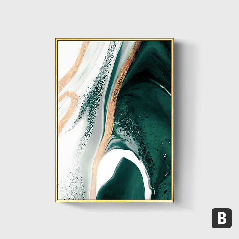 Modern Abstract Gold foil lines Green Canvas Art Paintings For Living Room Bedroom Posters And Prints Wall Poster Home Decor alfamoba