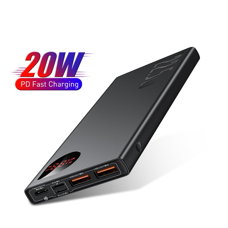 Baseus Power Bank 10000mAh with 20W PD Fast Charging Powerbank Portable Battery Charger PoverBank For iPhone 12Pro Xiaomi Huawei alfamoba