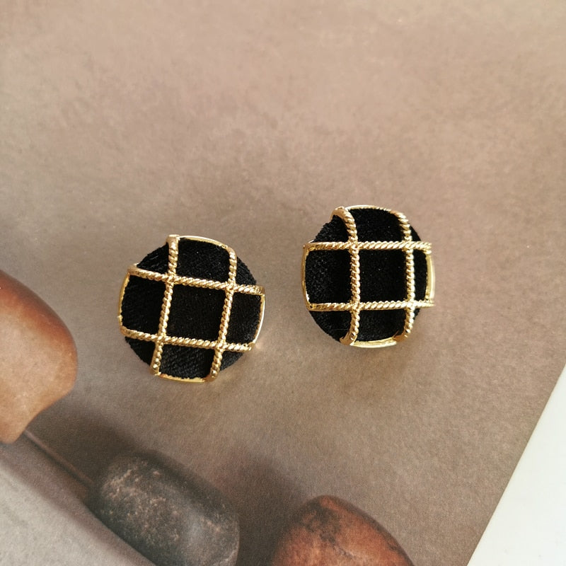 Vintage geometry button shape stud earrings female Bohemia Round Trendy Large Earrings big lint earrings for women jewelry alfamoba