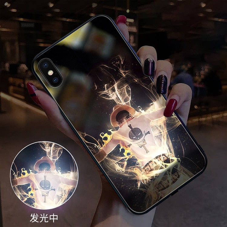 Amazing Japanese Anime The King Of Ocean Tempered Glass Phone Case With LED Light Up For iPhone 13 12 Pro Max 11 X XS 8 7 6 alfamoba