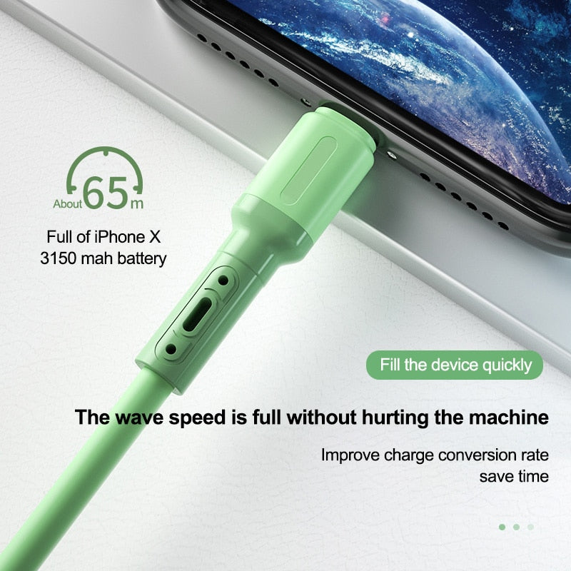 USB Cable For iPhone 12 11 Pro Max X XR XS 8 7 6 6s 5 5s Fast Data Charging Charger USB Wire Cord Liquid Silicone Cable 1/1.5/2M alfredo.barrella7