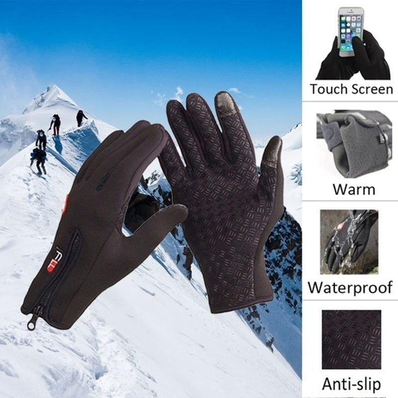 Unisex Touch Screen Winter Gloves Mens Warm Outdoor Cycling Driving Climbing Motorcycle Cold Gloves Waterproof Non-Slip Glove alfamoba