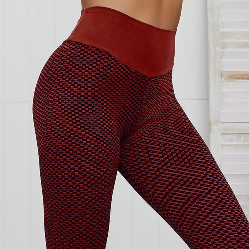 CHRLEISURE Grid Tights Yoga Pants Women Seamless High Waist Leggings Breathable Gym Fitness Push Up Clothing Girl Yoga Pant alfamoba