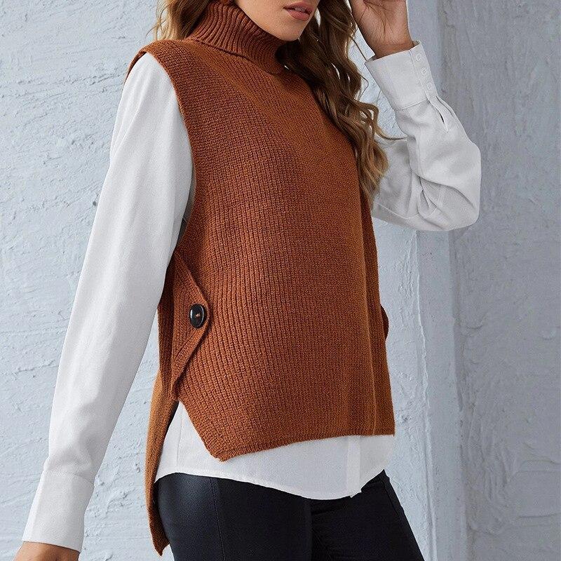 Sweater Vest V-Neck Knitted  Vest Women's Sweater Autumn and Winter Loose Wild Vest Fashion Clothes Sleeveless Sweater pull 1108-1 alfamoba