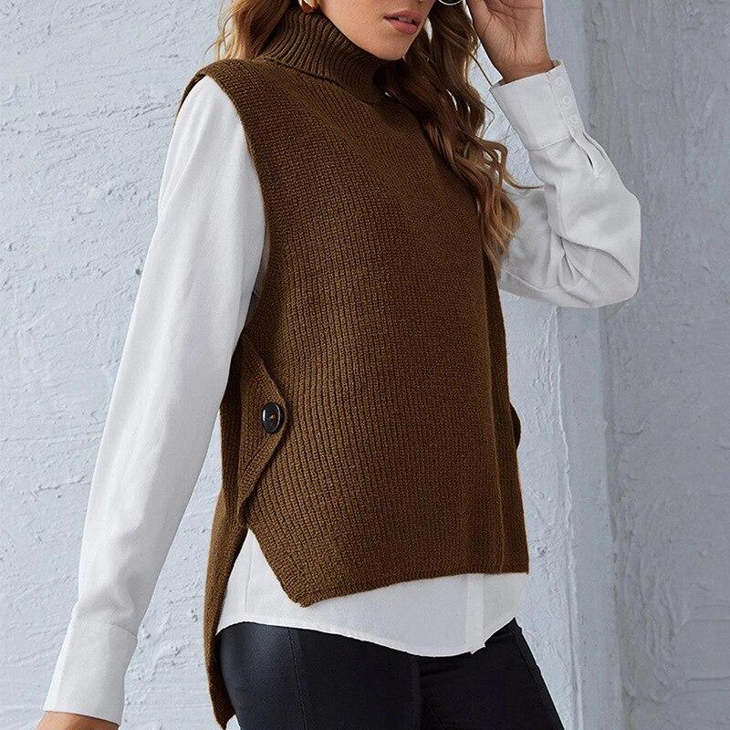 Sweater Vest V-Neck Knitted  Vest Women's Sweater Autumn and Winter Loose Wild Vest Fashion Clothes Sleeveless Sweater pull 1108-1 alfamoba