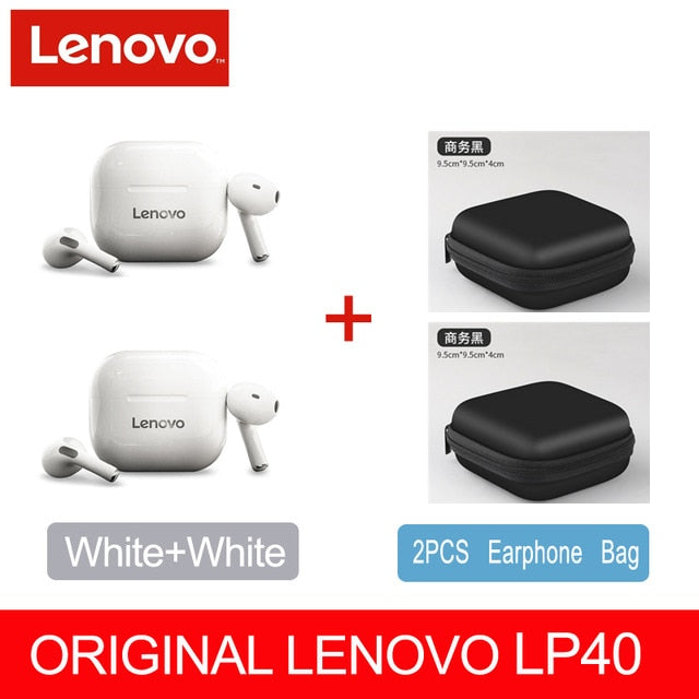 NEW Original Lenovo TWS Wireless Earphone Bluetooth 5.0 Dual Stereo MINI Reduction Bass Touch Control Long Standby 300mAH LP40 alfamoba