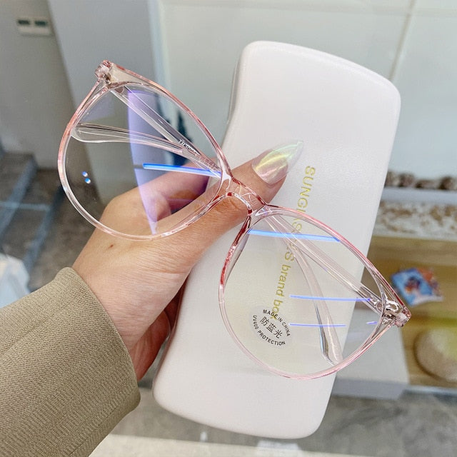 Transparent Computer Glasses Frame Women Men Anti Blue Light Round Eyewear Blocking Glasses Optical Spectacle Eyeglass alfamoba